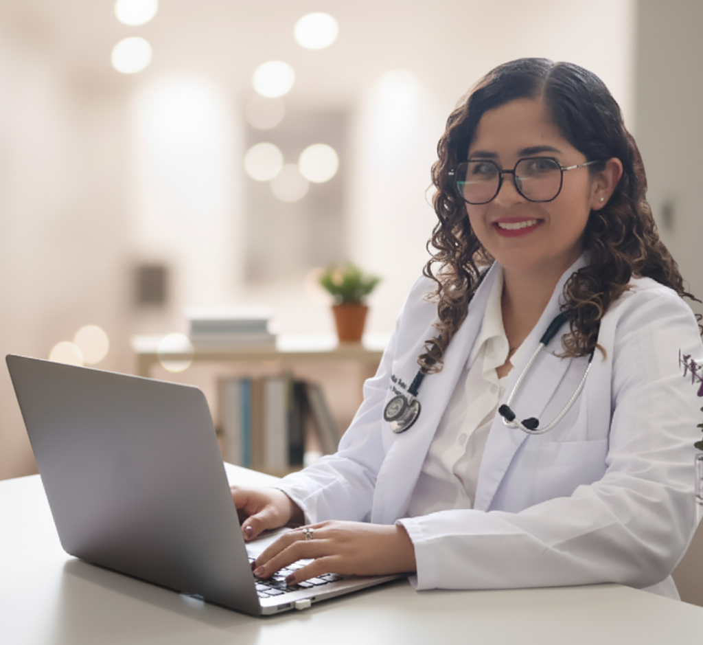 Dra. Carolina Romo, nefróloga certificada, en su consultorio de Guadalajara